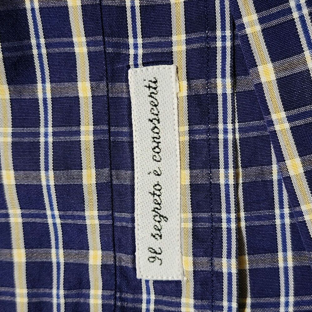 From The House of BOGGI Mens Plaid Long Sleeve Shirt Blue Beige Cotton Sz 41/16 - Picture 8 of 11